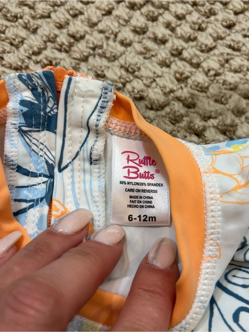 Baby Girl RuffleButts One Piece‎ Rash Guard Swim Suit Size 6-12 Months